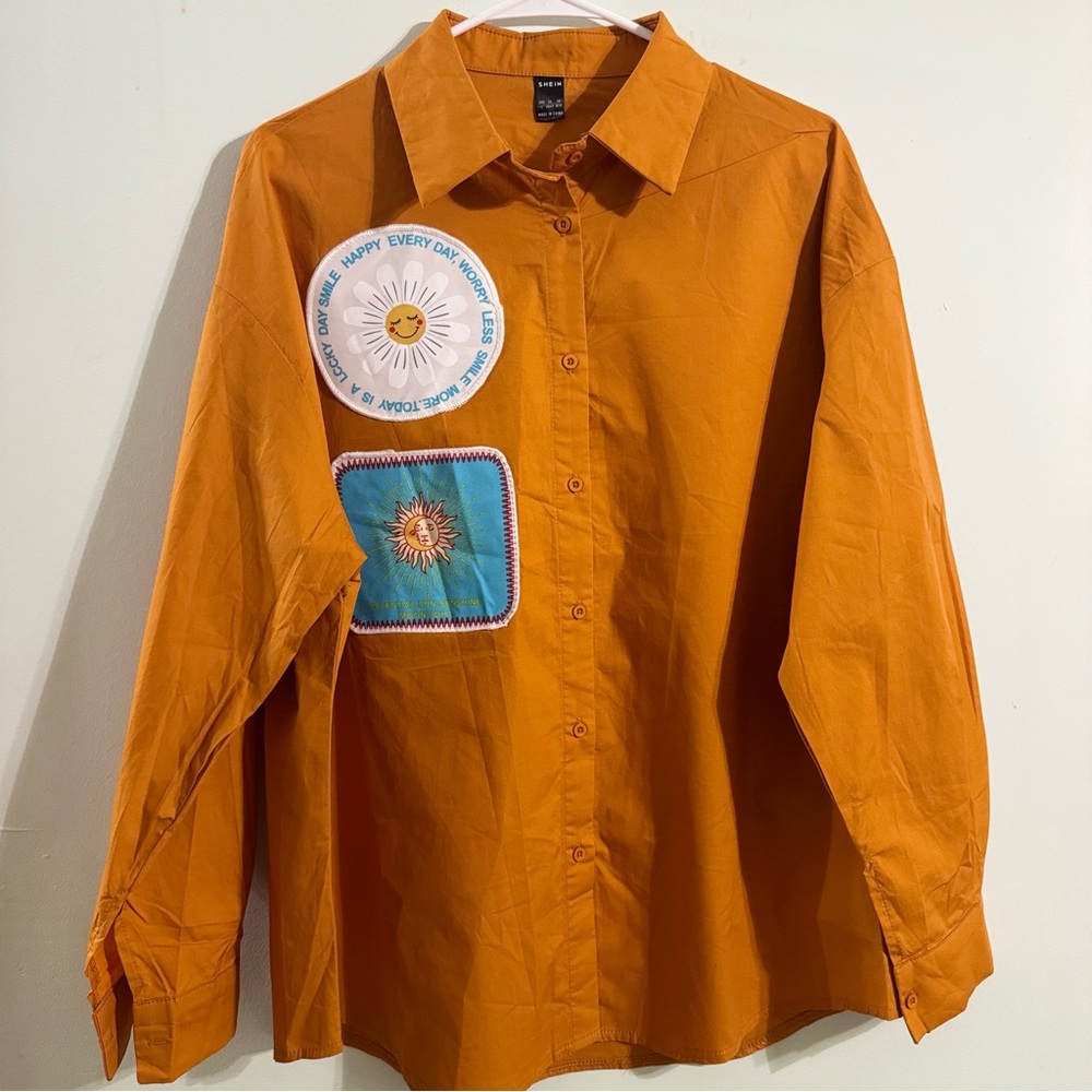 SHEIN Orange long sleeve button up